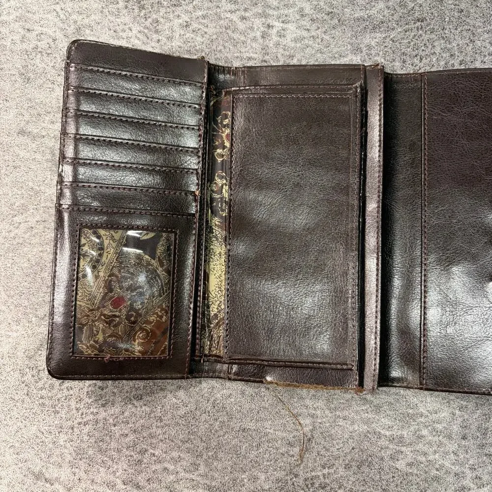 Brown Vintage Heart Print Clutch Wallet